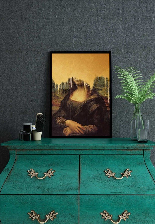 Drippy Mona Lisa Gold Graffiti Print