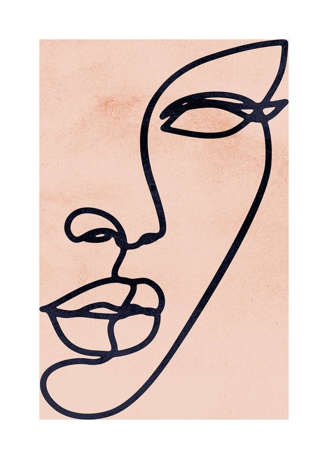 Face Study Line Art Watercolour Print