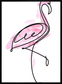 Flamingo Feathers Line Art Print