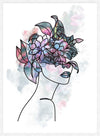 Flower Hair Line Art Print