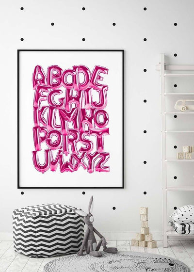 Foil Balloons Alphabet Educational Pink Print