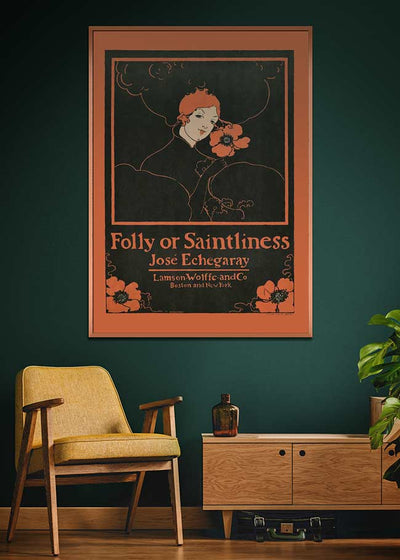 Folly or Saintliness vintage poster of a woman by Ethel Reed