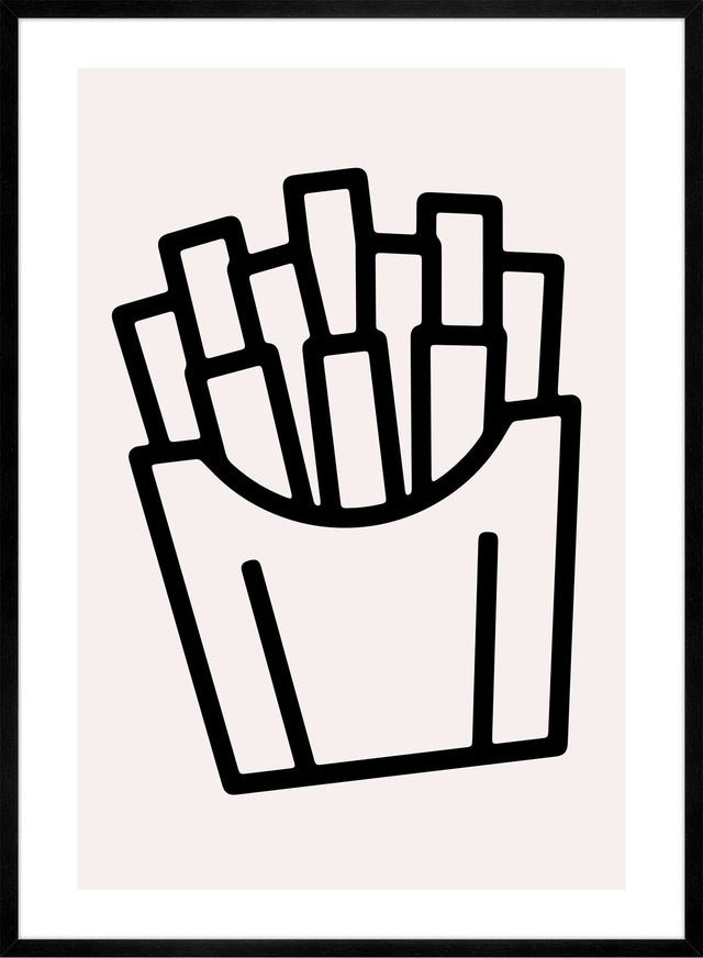 French Fries Black And White Fast Food Illustration Print