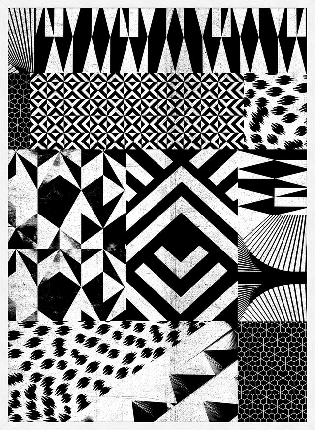 Geometric Segments Black and White Print
