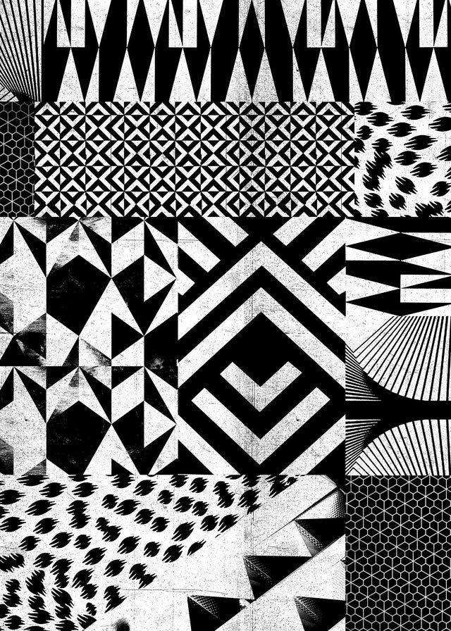 Geometric Segments Black and White Print