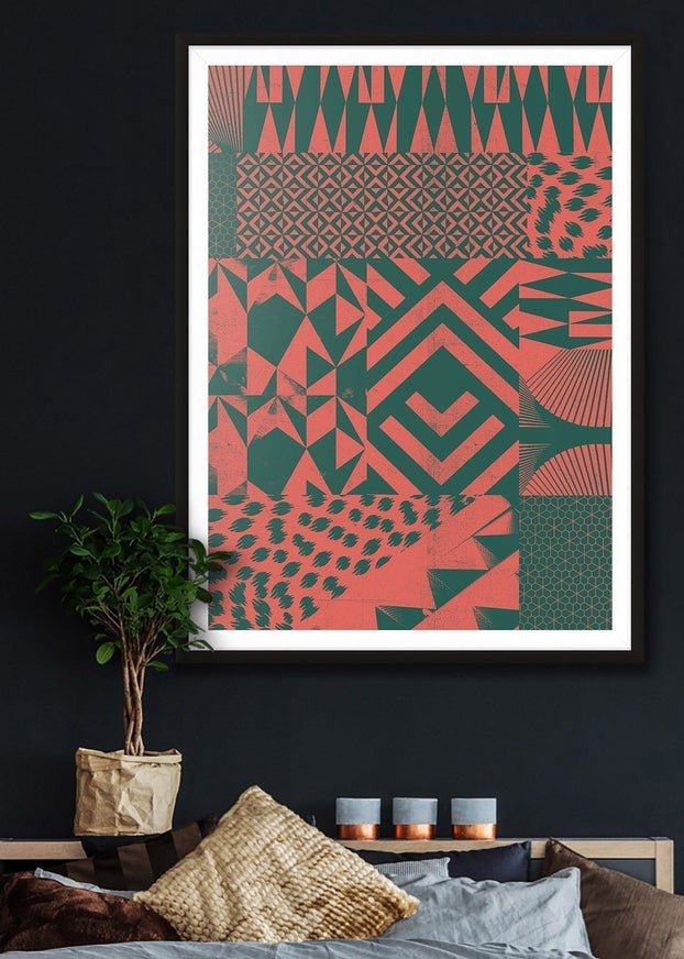 Geometric Segments Pink & Green Print