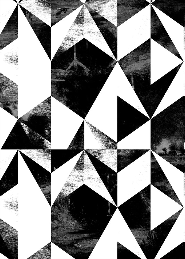 Geometric Triangles Black and White Print