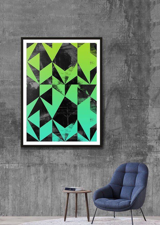 Geometric Triangles Green Print