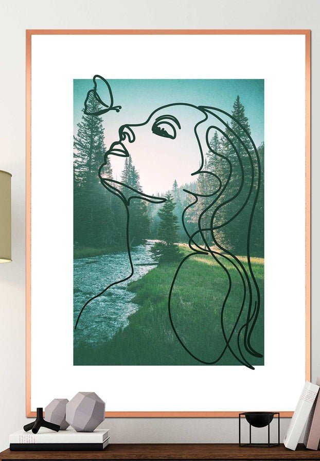 Girl With Butterfly Forest Print