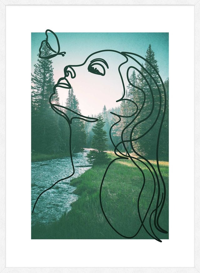 Girl With Butterfly Forest Print