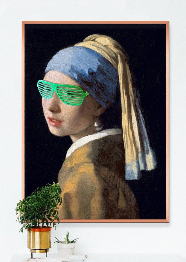 Girl With Green Shutter Shades Print