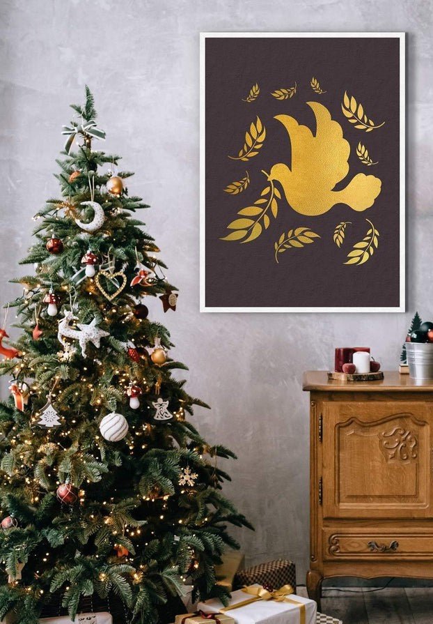 Gold Peace Dove Christmas Print