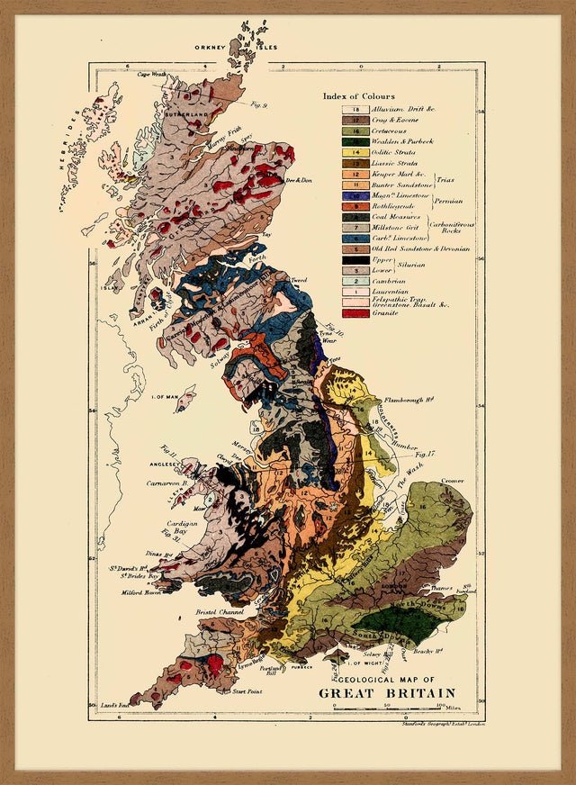 Great Britain Vintage Antique Map Print