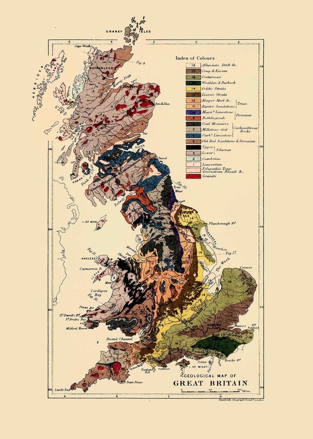 Great Britain Vintage Antique Map Print