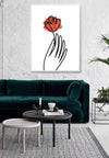 Hand With Rose Line Art Print