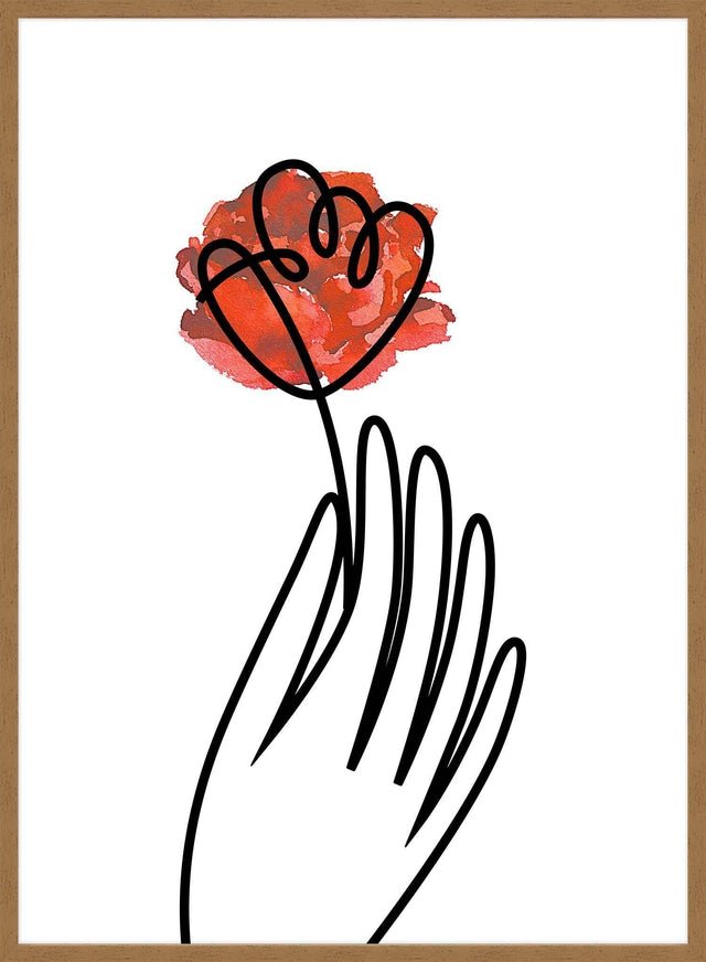 Hand With Rose Line Art Print