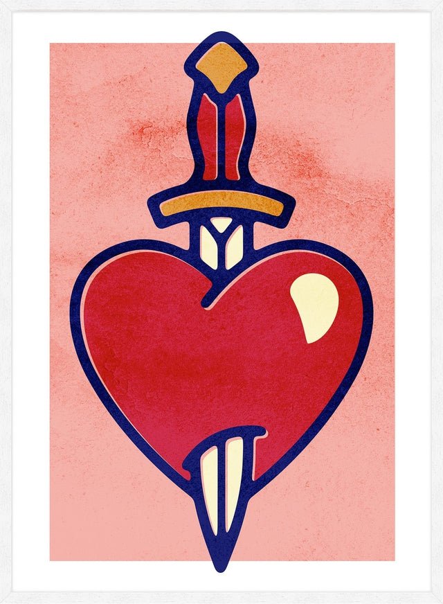 Heart And Dagger Tattoo Style Print