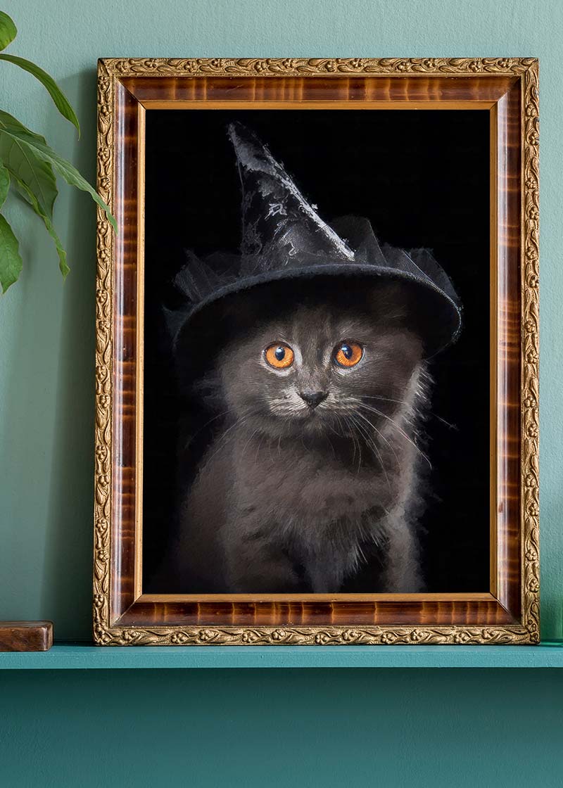 Witch Kitten Halloween Print