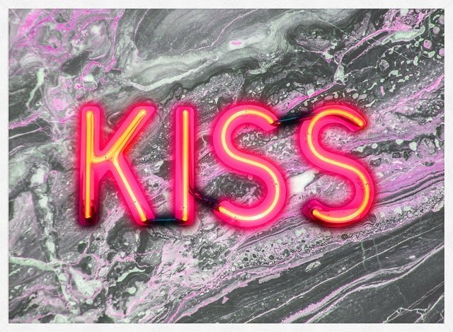 Kiss Neon Sign Marble Print