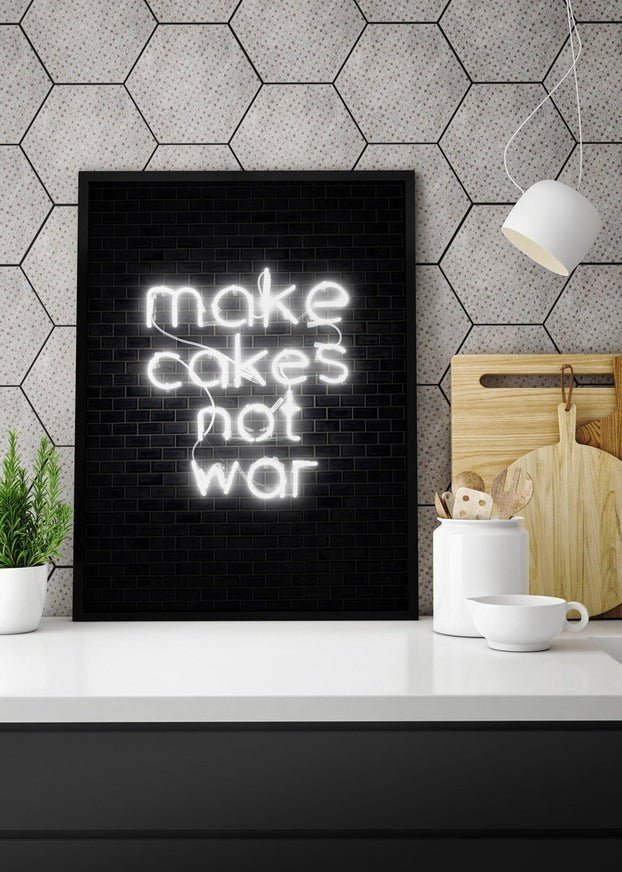 Make Cakes White Neon Print