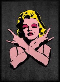 Marilyn Monroe Rock N Roll Stencil Art Graffiti Black Print