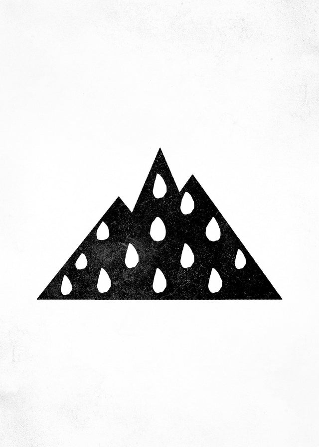 Mountain Silhouette Raindrops Print