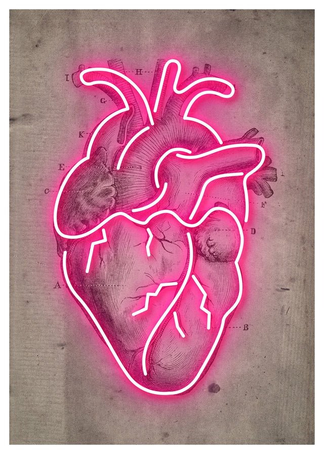 Neon spiral dot art heart painting wall hanging