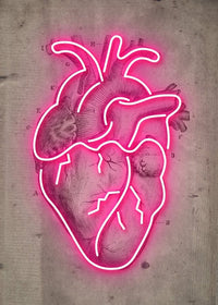 Neon Heart Vintage Diagram Print