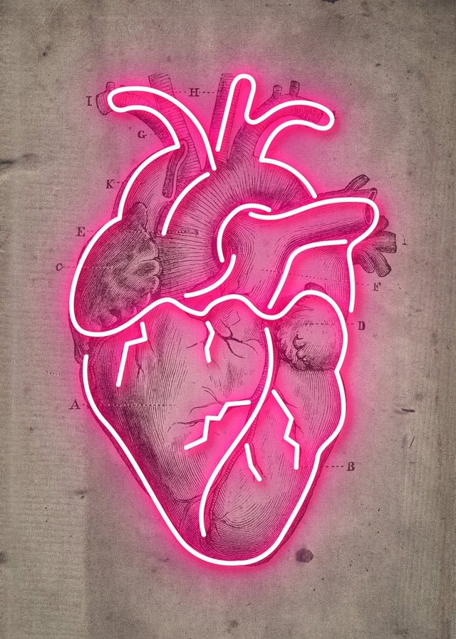 Neon Heart Vintage Diagram Print
