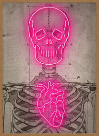 Neon Skeleton Vintage Diagram Print