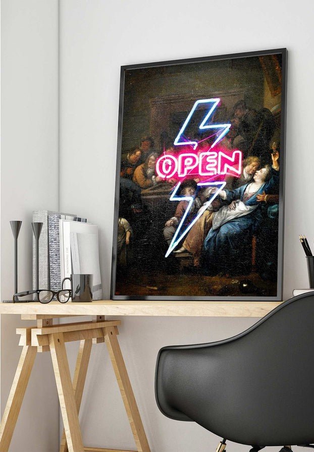 Open Tavern Neon Sign Style Print