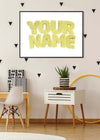 Pastel Yellow Fur Style Personalised Name Print