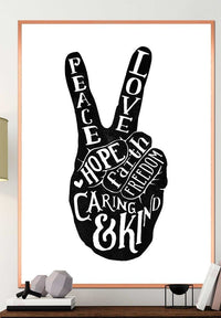 Peace Fingers Typography Print