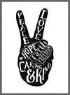 Peace Fingers Typography Print