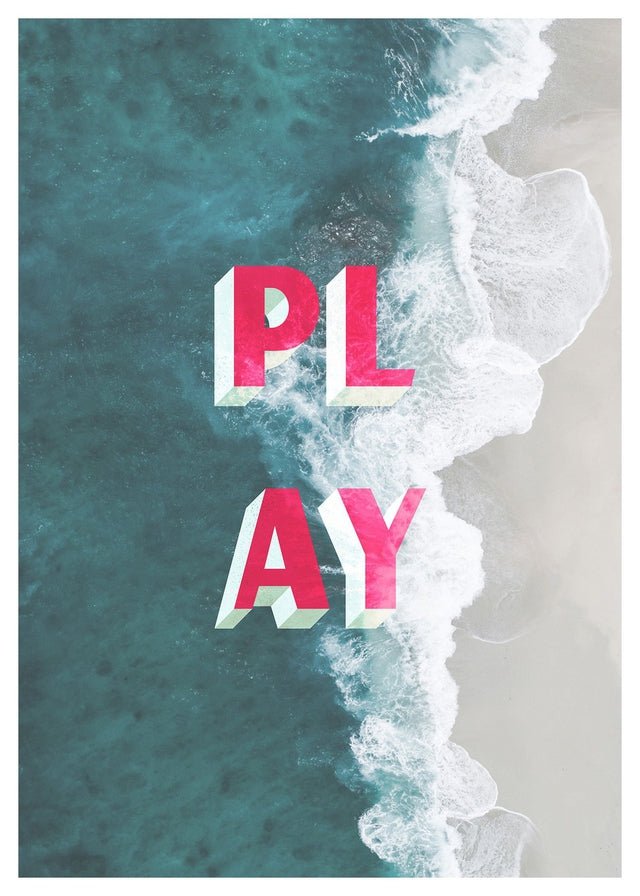 Play Typography Beach Print