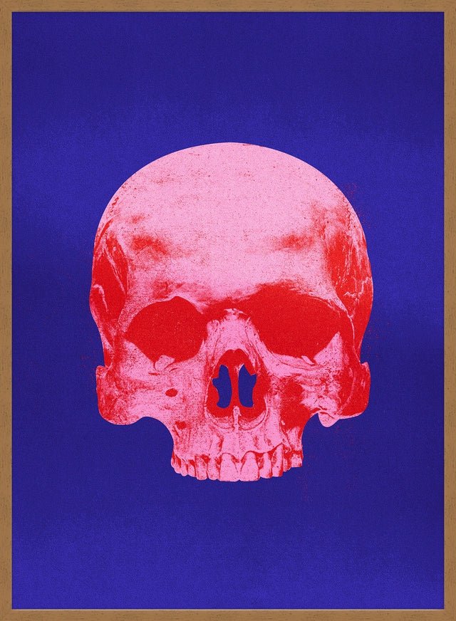 Pop Art Warhol Style Blue & Pink Skull Print