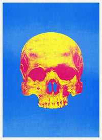 Pop Art Warhol Style Blue & Yellow Skull Print