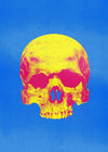 Pop Art Warhol Style Blue & Yellow Skull Print