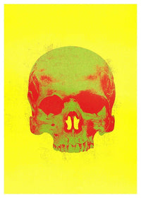Pop Art Warhol Style Yellow & Green Skull Print