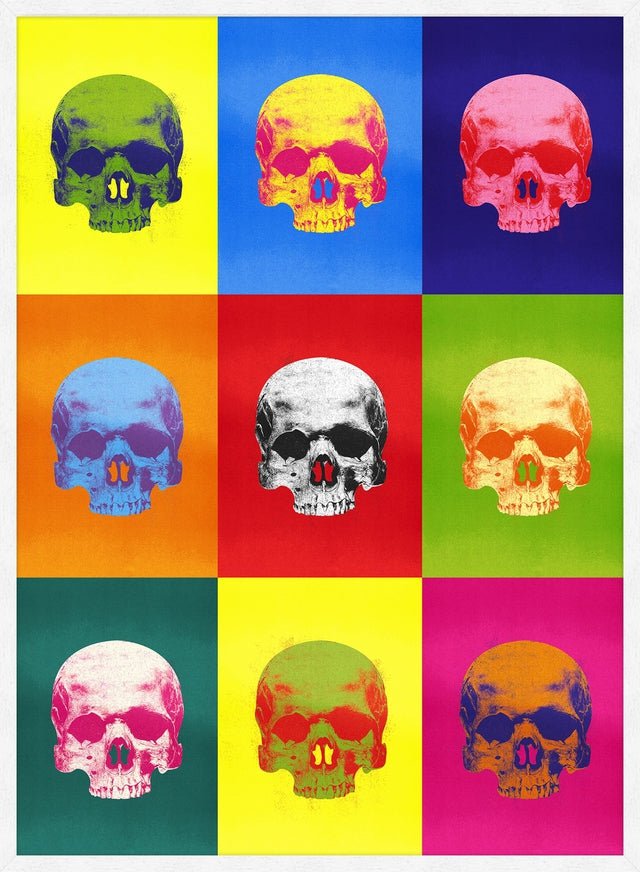 Popart Neon Coloured Skulls Print