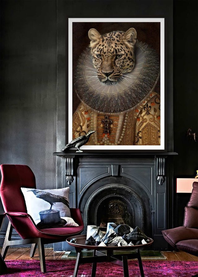 Queen Leopard Portrait Altered Art Print