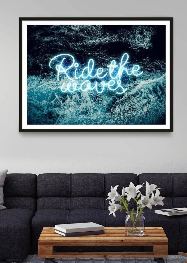 Ride The Waves Surf Neon Print