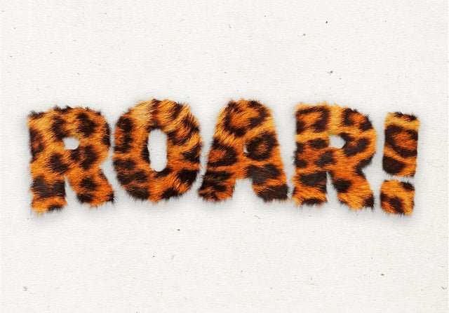 Roar Typographic Quote Tiger Pattern Print