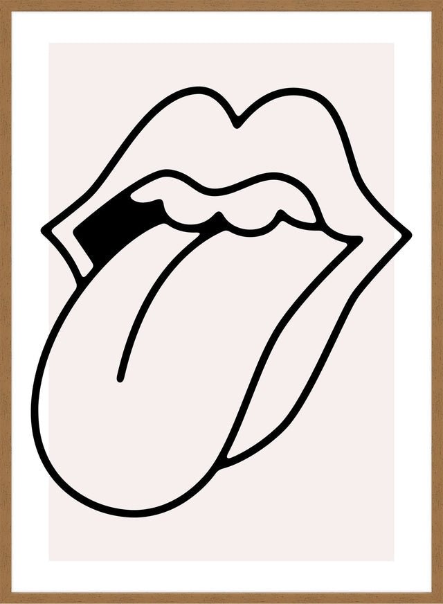 Rock Lips Tongue Black And White Print