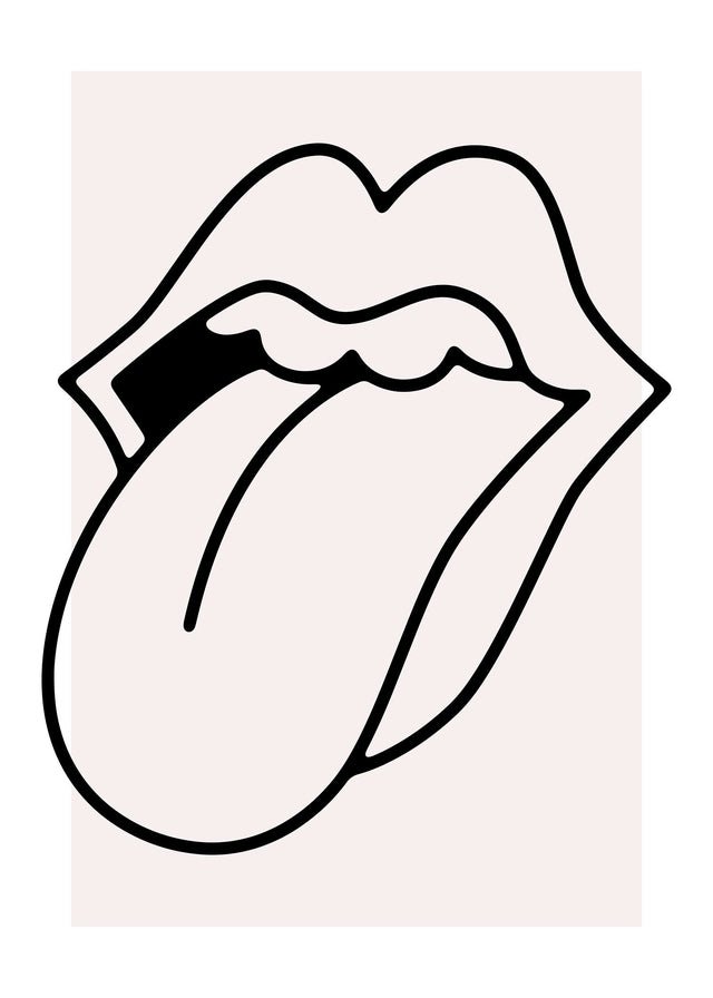 Rock Lips Tongue Black And White Print