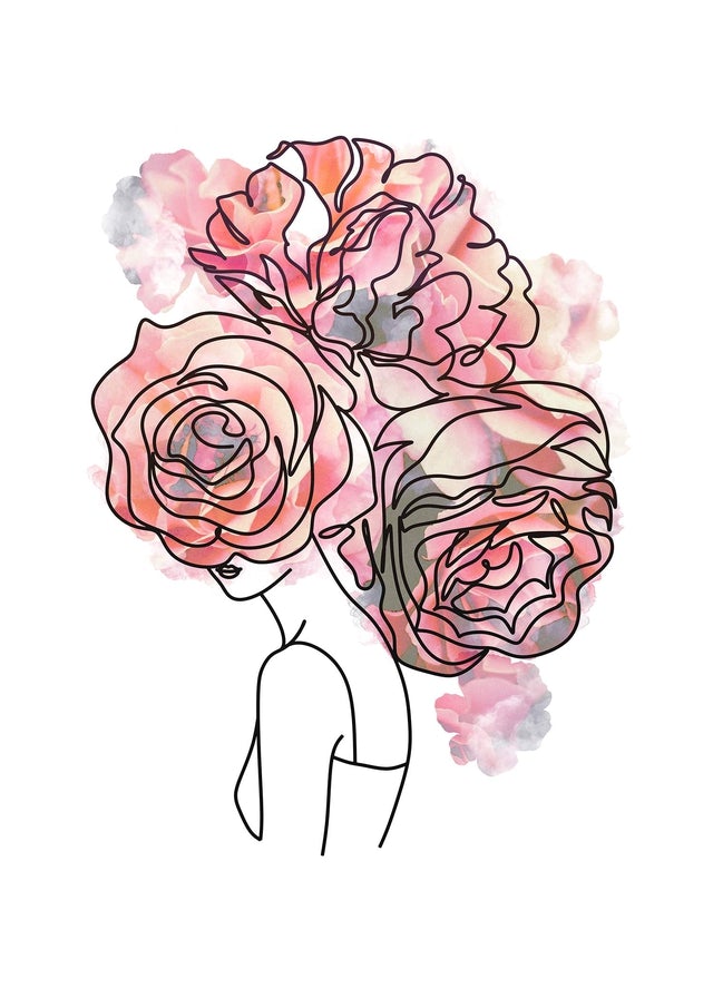 Roses Hair Line Art Print