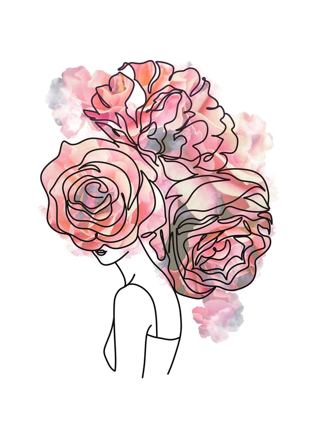 Roses Hair Line Art Print InkAndDrop