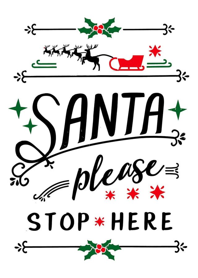 Santa Please Stop Here Vintage Style Sign