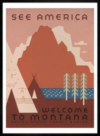 See America Montana Vintage Travel Tourism Poster Print