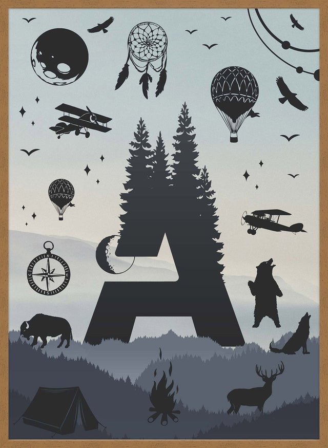 Single Outdoor Wilderness Letter Personalised Initial Print